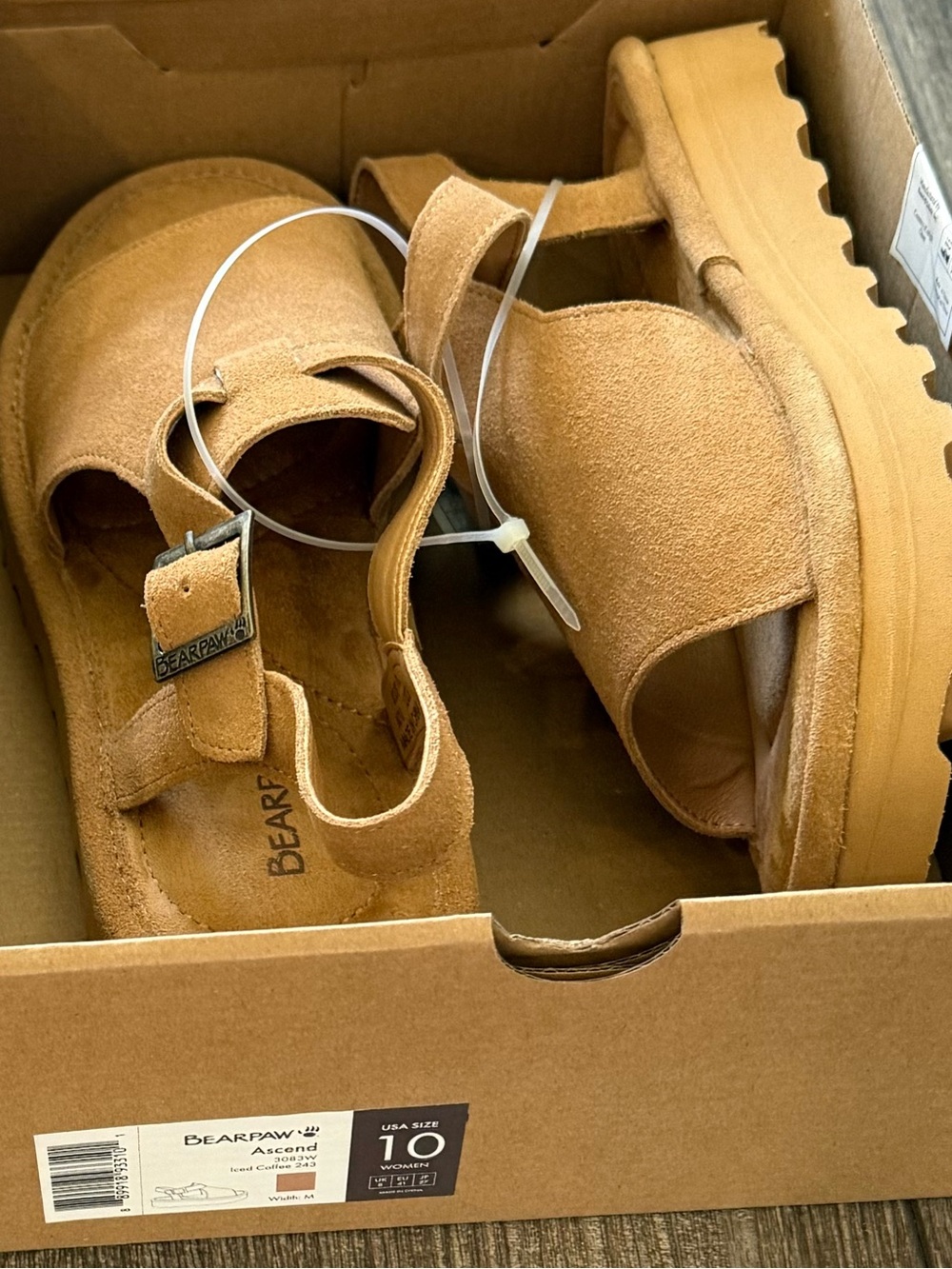 BearPaw Tan Suede Lug Sole Sandals for Women- Ascend Sandal